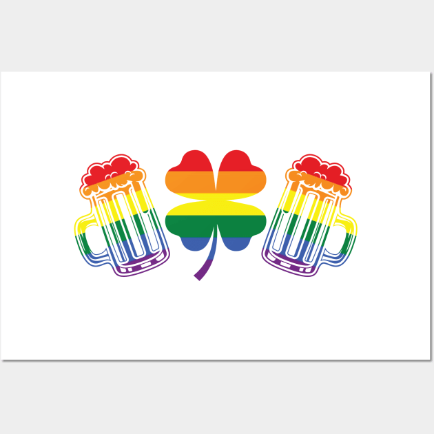 St. Patrick's Day LGBTQ Beer Mugs Design Wall Art by SiGo